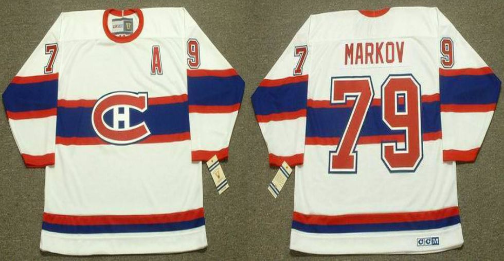 2019 Men Montreal Canadiens #79 Markov White CCM NHL jerseys->calgary flames->NHL Jersey